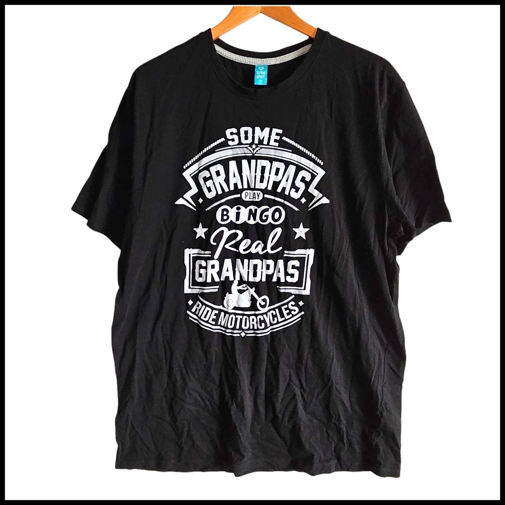 Spreadshirt Motorcycle Grandpas‎ Graphic T-Shirt Black Cotton XXL